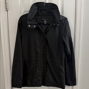 New York & Company Black Hooded Shell Jacket